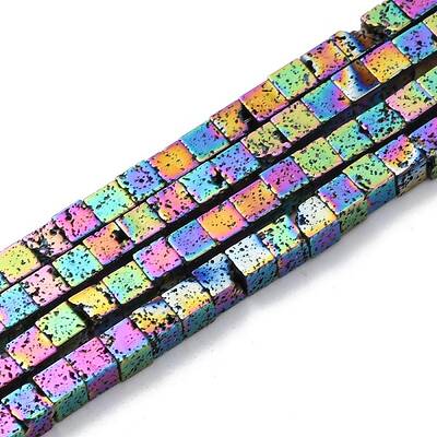 Electroplated Natural Lava Rock Beads Strands