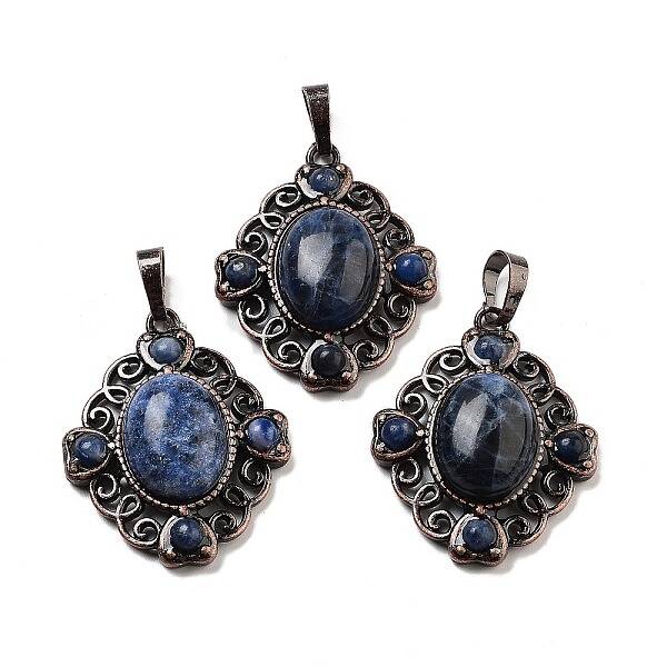 Natural Blue Spot Jasper Rhombus Pendants