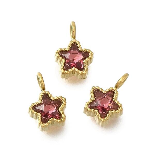 304 Stainless Steel Micro Pave Cubic Zirconia Charms