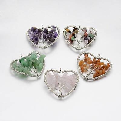 Brass Natural & Synthetic Mixed Stone Pendants