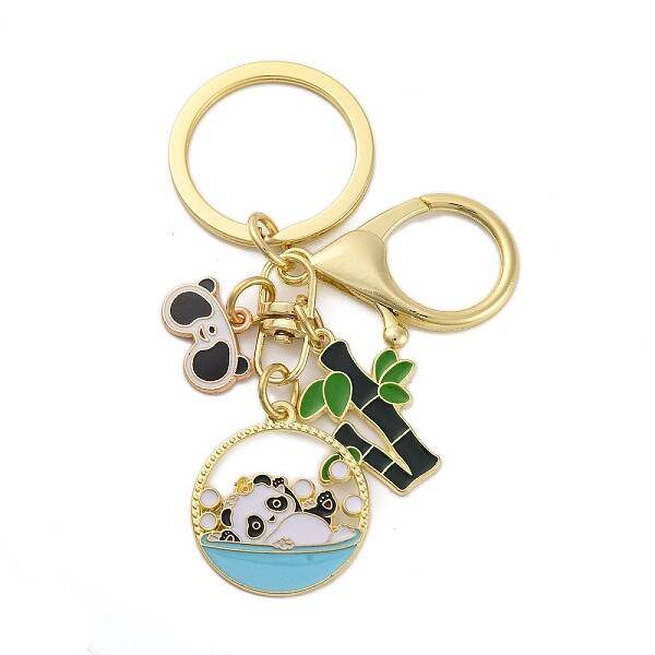 Rack Plating Panda Zinc Alloy Enamel Pendant Keychain