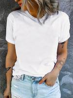 Women's Basic Plain Round Neck Tee, Summer Clothes Women, Regular Fit Casual Fashion Crewneck Short Sleeve T-shirt for Summer...
