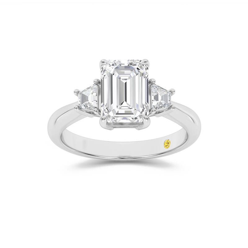 Nova Three Stone Emerald Cut Lab Grown Diamond Engagement Ring | 10K White Gold 3 1/3 CT. TW.