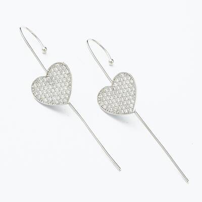 Brass Micro Pave Clear Cubic Zirconia Ear Wrap Crawler Hook Earrings