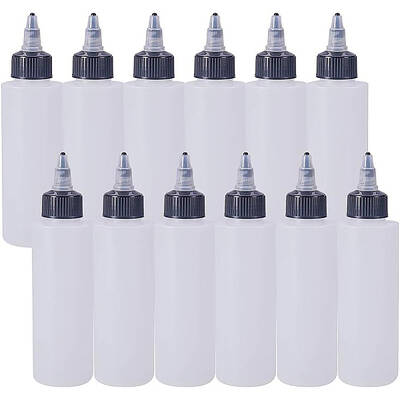 BENECREAT 12Pack 4 Ounce Plastic Squeeze Dispensing Bottles with Black Twist Cap