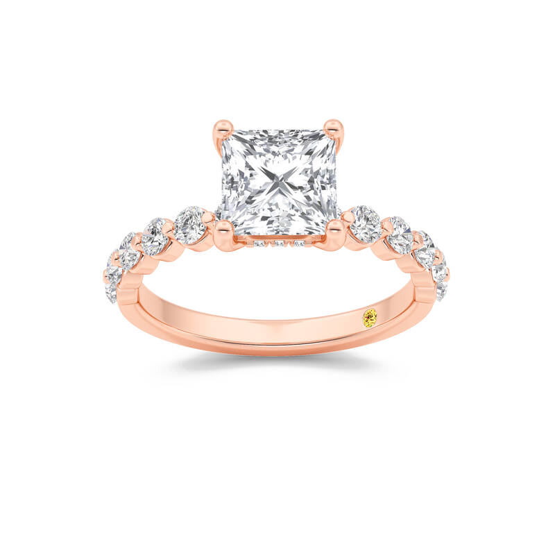 Frost Shared Prong Princess Cut Lab Grown Diamond Engagement Ring | 10K Rose Gold 3 1/6 CT. TW.