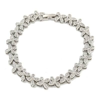Rack Plating Brass Pave Cubic Zirconia Butterfly Link Bracelets for Women