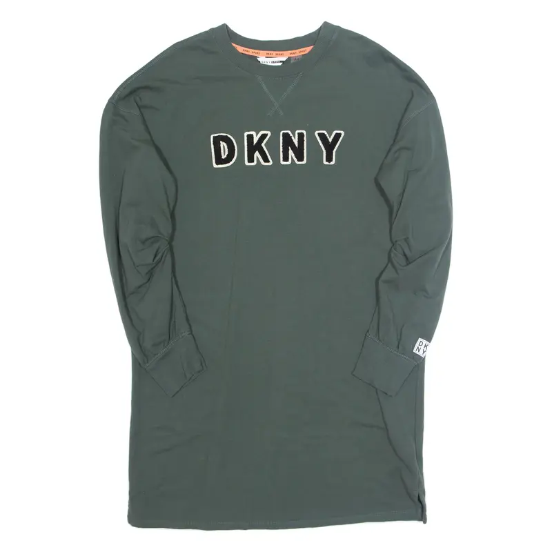 DKNY Womens Jumper Dress Grey Long Sleeve Knee Length S