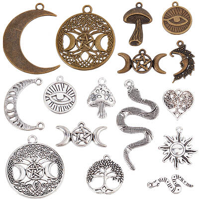 64Pcs 16 Style Tibetan Style Alloy Pendants