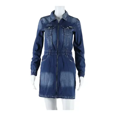 GUESS Collared Womens Dungaree Dress Blue Long Sleeve Short M