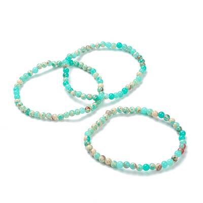 Synthetic Shoushan Stone Beaded Stretch Bracelets