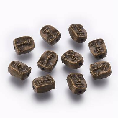 Tibetan Style Alloy Human Face Beads