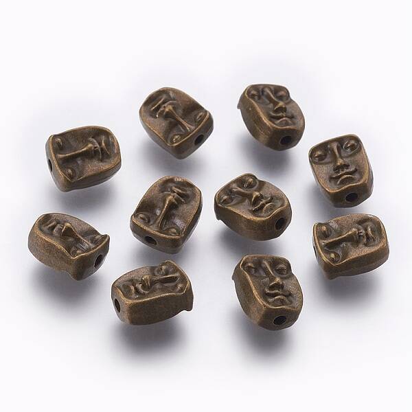 Tibetan Style Alloy Human Face Beads
