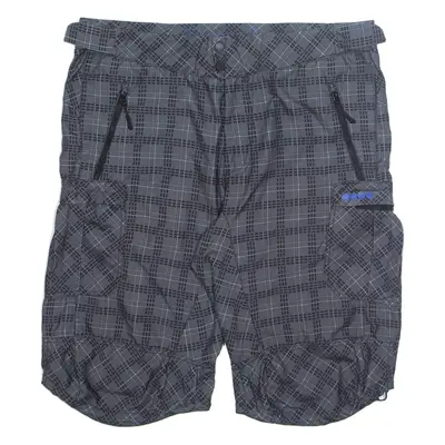 BENCH Mens Casual Shorts Grey Plaid XL W38