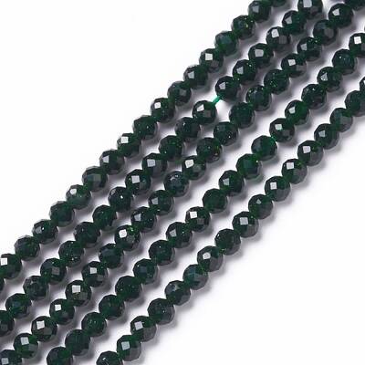 Synthetic Green Goldstone Beads Strands