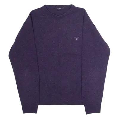 GANT Mens Jumper Blue Crew Neck Tight Knit Wool L