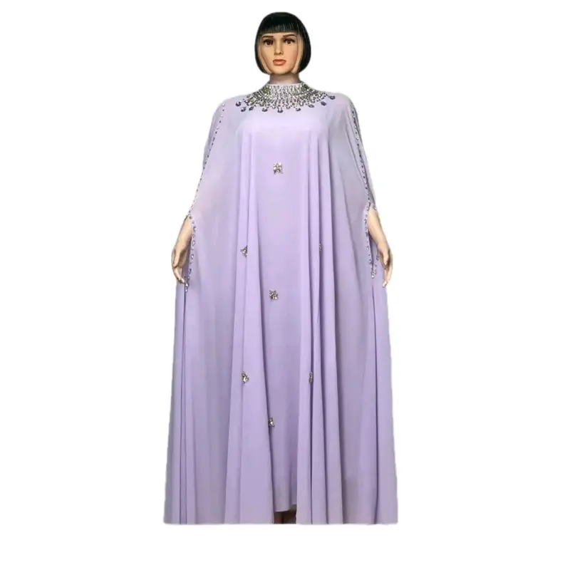 Rahma Embroidery Kaftan in Lavender with Ches Embroidery Design