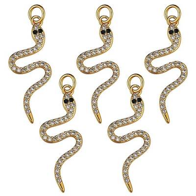 5Pcs Brass Cubic Zirconia Pendants