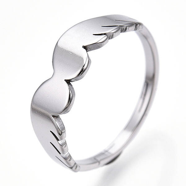 Non-Tarnish 304 Stainless Steel Wing Adjustable Ring for Women