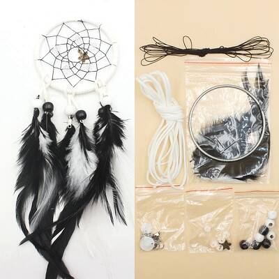 Iron Woven Web/Net with Feather Pendant Decorations