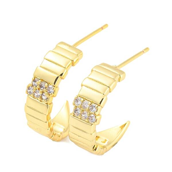 Rack Plating Brass Cubic Zirconia Arch Stud Earrings