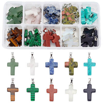 Cross Gemstone Pendants Sets