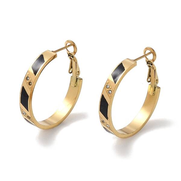 304 Stainless Steel Rhinestone Hoop Earrings for Women