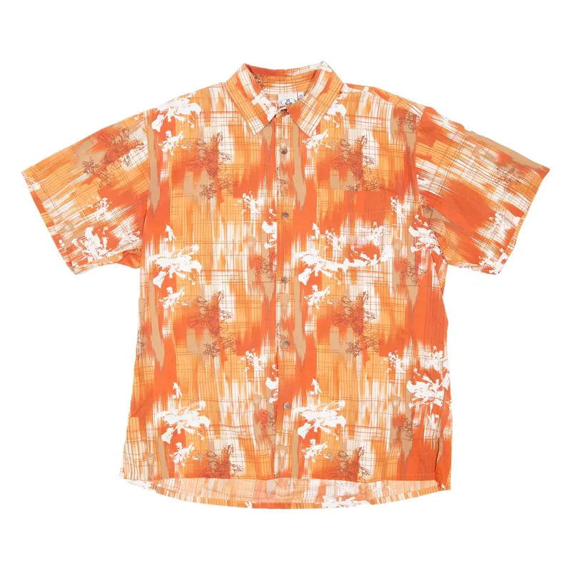 Mens Shirt Orange Crazy Pattern XL