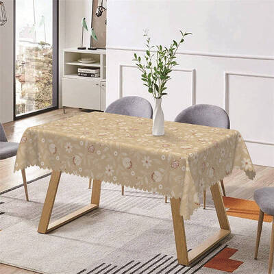 Light Brown Dandelion Floral Rectangle Tablecloth - Aperturee