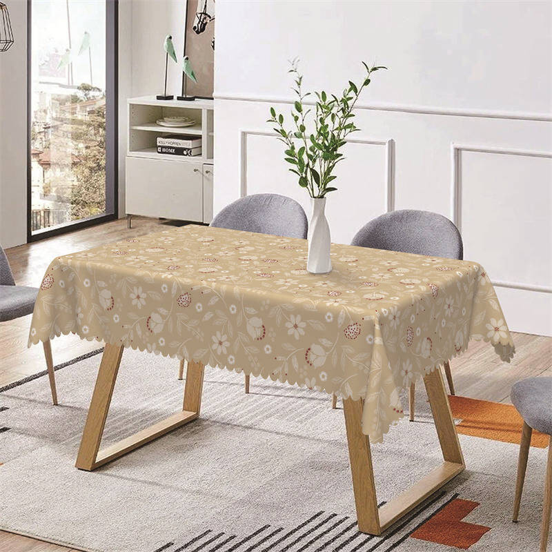 Light Brown Dandelion Floral Rectangle Tablecloth - Aperturee