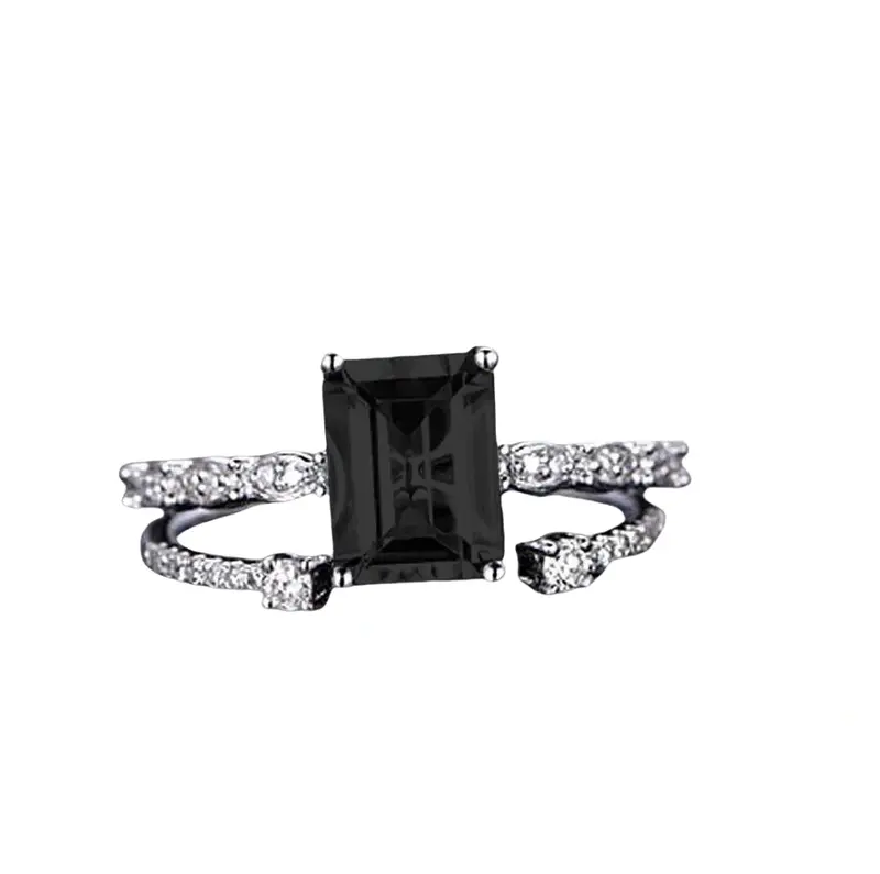 10K White Gold 2 CT.T.W. Emerald Cut Black Moissanite Couple Bridal Set