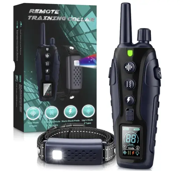 TQT Dog Training Collar - Remote Control 4000FT, 4 Training Modes, IPX7 Waterproof, Rechargeable E-Collar with Flash Light