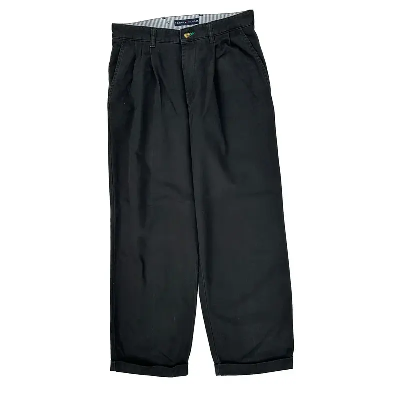Tommy Hilfiger Slim Fit Trousers - 30W 27L Black Cotton