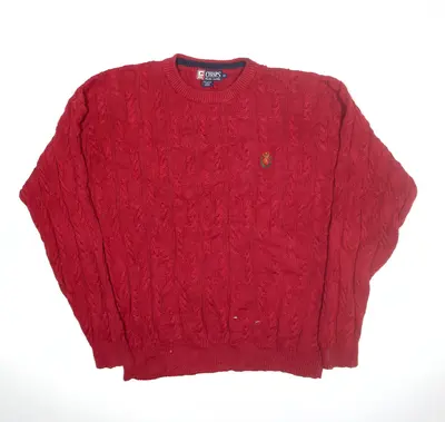 CHAPS RALPH LAUREN Jumper Red Cable Knit Mens XL