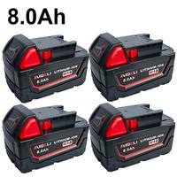 4Pack M18 8000mAh 18V Replacement Battery for milwaukee Replacing batteries with electric tools M-18 Battery Pack Compatible ...