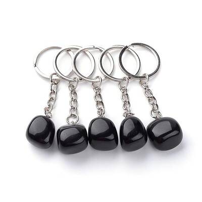 Natural Obsidian Keychain