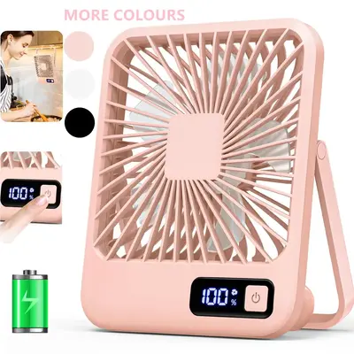 BUBPUP USB Rechargeable Desktop Fan, 180° Tilt Folding 5 Speeds Adjustable Fan, Strong Wind Quiet Small Desk Fan for Home Of...