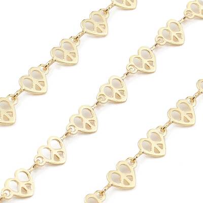 Brass Hollow Heart Link Chains