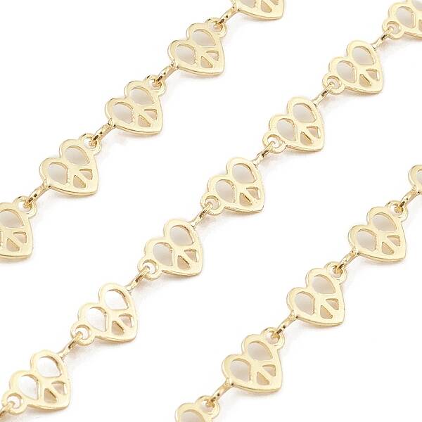 Brass Hollow Heart Link Chains