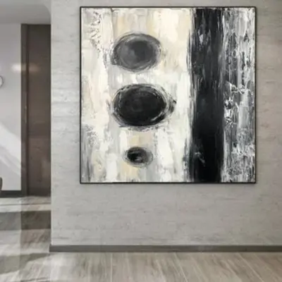 Original Acrylic Black And White Abstract Painting On Canvas Modern Wall Art | SPACE PLANET