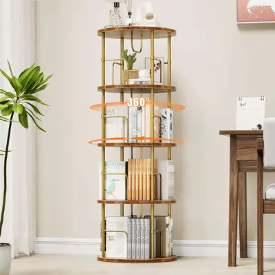 Rotating Bookshelf ¨C Gold ¨C 4 Tier
