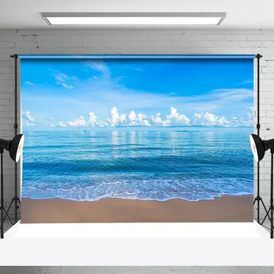 Clear Fresh Blue Sky Clouds Sea Photography Backdrop - Aperturee