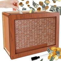 Cash Vault Wooden Savings Box, 10000 Savings Challenge Box Coin Counter Piggy Bank, Wooden Cash Savings Box with Money Target...
