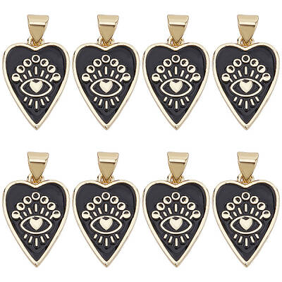 8Pcs Brass Enamel Pendants