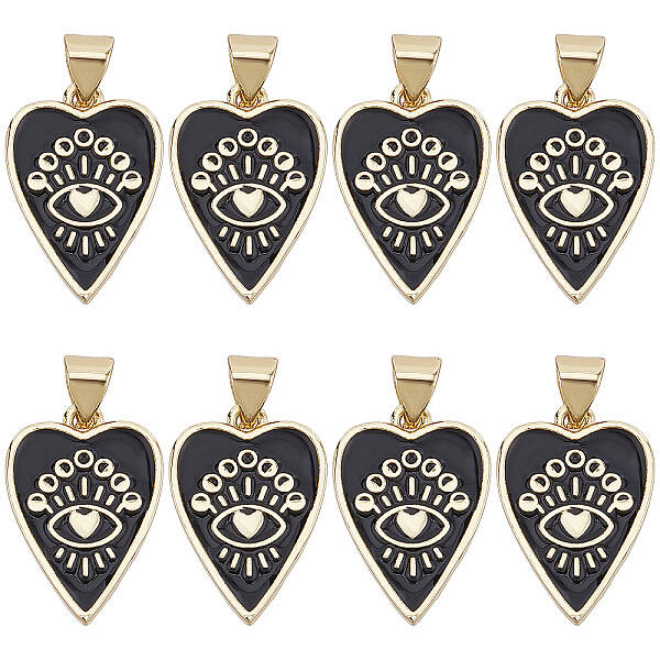 8Pcs Brass Enamel Pendants