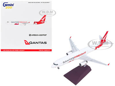 Airbus A321P2F Commercial Aircraft Qantas Freight - Santas Freight (VH-XF4) White with Graphics and Red Tail Gemini 200 S...