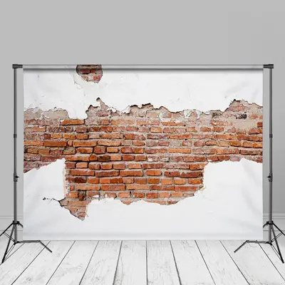 Vintage Shabby Brick White Red Wall Photo Backdrop - Aperturee