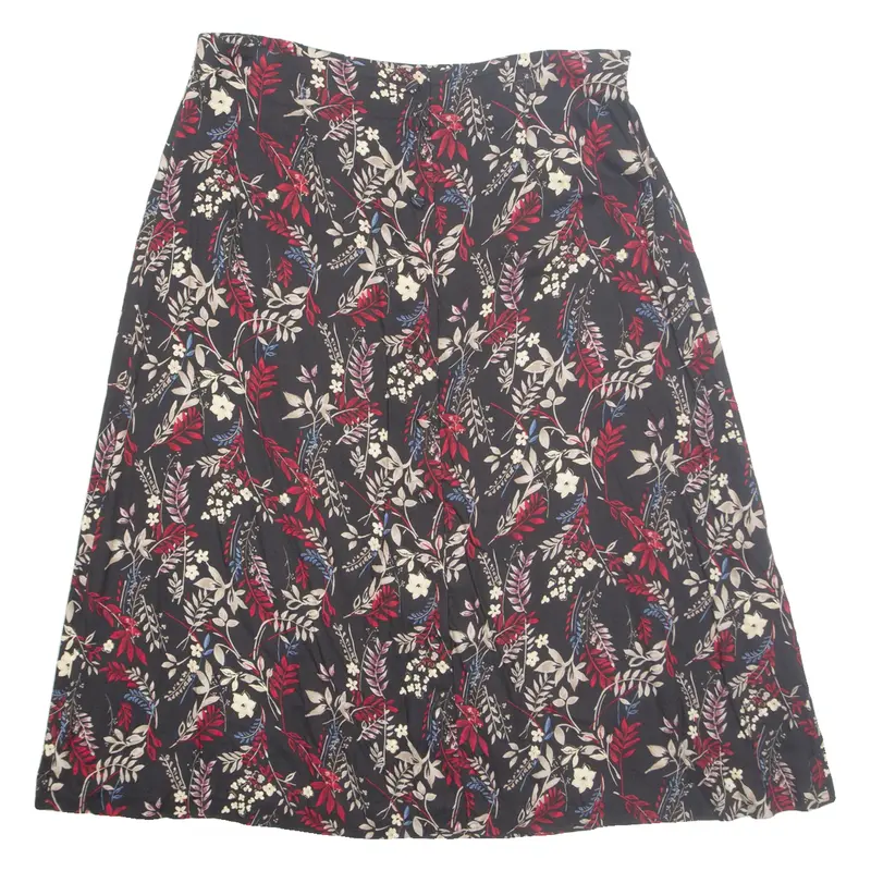 SAG HARBOR Womens A-Line Skirt Brown Midi Floral L