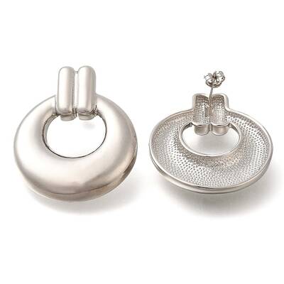 Rack Plating Ring Brass Stud Earrings