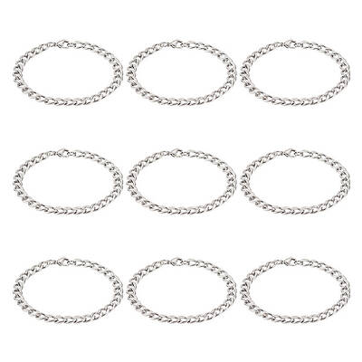 10Pcs Unisex 304 Stainless Steel Curb Chain/Twisted Chain Bracelets Set